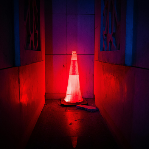 Glowing traffic cone