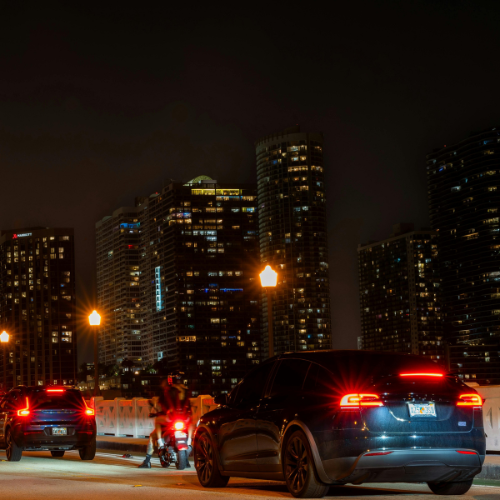 Traffic and city at night