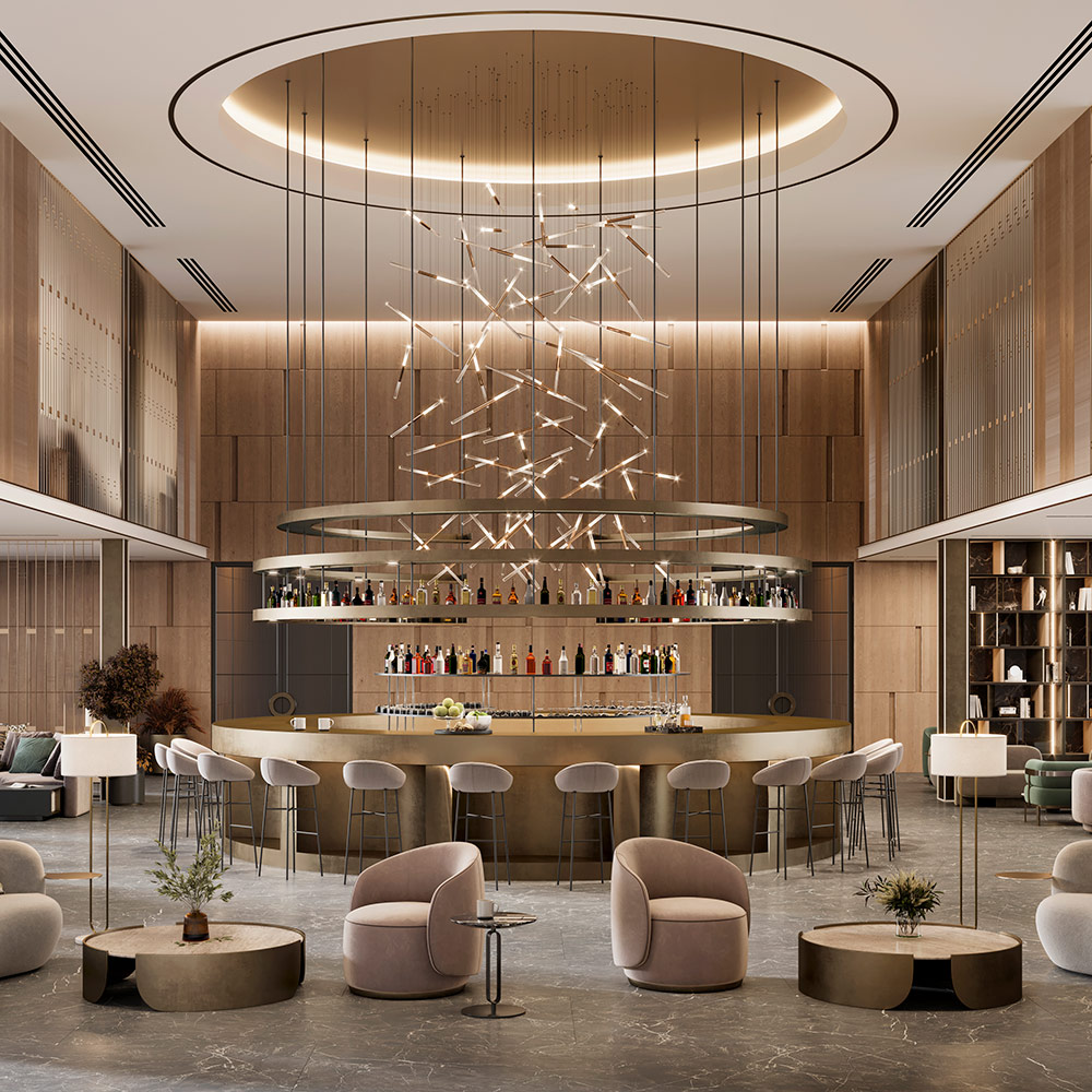 A very hip hotel bar and lobby