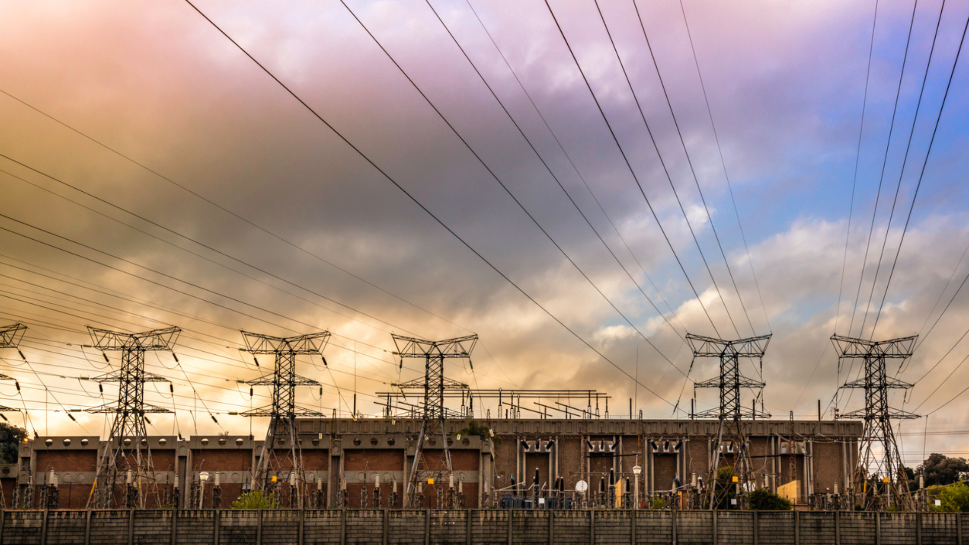 electric wires at sunset